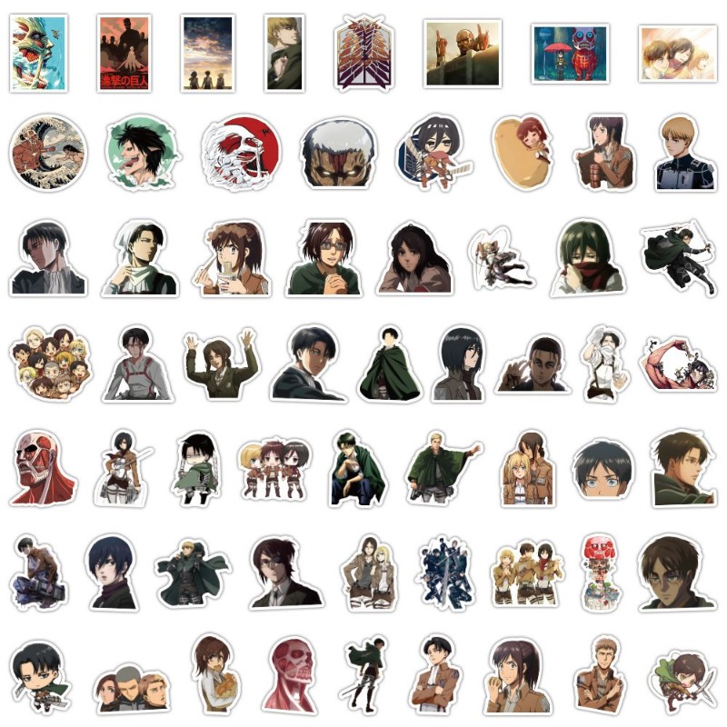 Luggage Cover Protector - 60 Adesivos de Anime Attack on